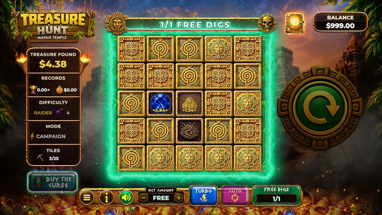 In-game: Free Digs board glowing with the spirits' teal light